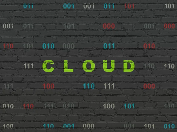Cloud computing koncept: Moln på vägg bakgrund — Stockfoto