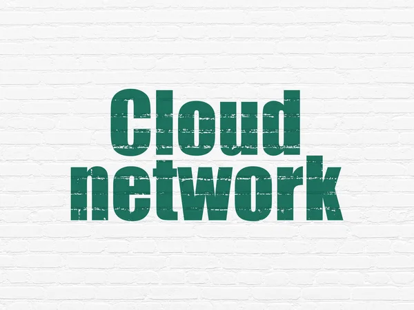 Cloud computing koncepce: mrak sítě na zeď na pozadí — Stock fotografie