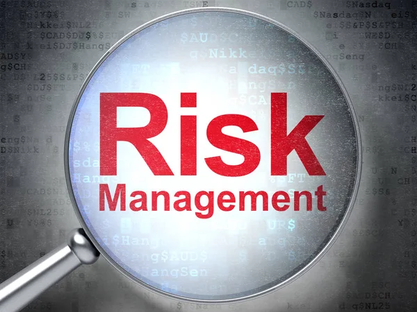 Business concept: Risk Management with optical glass — Stock Photo, Image
