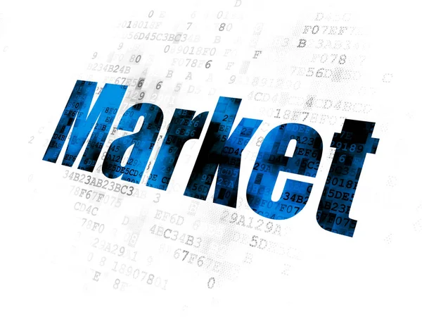 Marketingové koncepce: trh na digitální pozadí — Stock fotografie