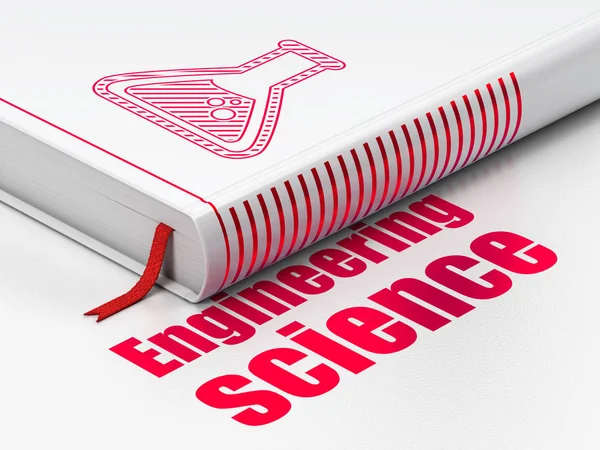 Concepto de ciencia: libro Flask, Engineering Science on white background —  Fotos de Stock