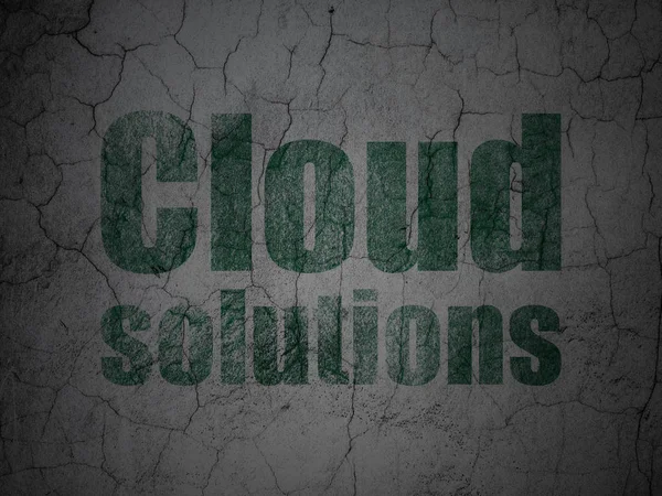 Концепция облачных вычислений: Облачные решения на фоне гранж-стен — стоковое фото
