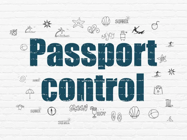 Turism-konceptet: passkontrollen på vägg bakgrund — Stockfoto
