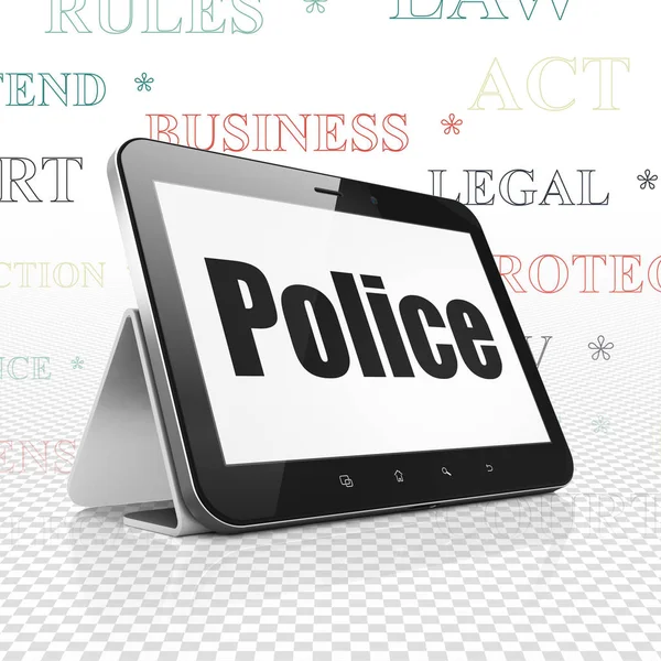 Law concept: Tablet Computer with Police on display — Stock Photo, Image