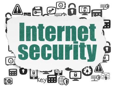 Gizlilik kavramı: Internet Security yırtılmış kağıt arka plan üzerinde