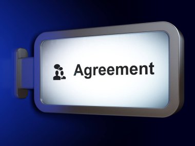 İş kavramı: sözleşme ve iş toplantı üzerinde billboard arka plan