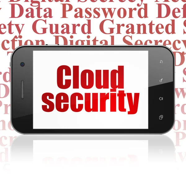 Koncepcja bezpieczeństwa: Smartphone z Cloud Security na wyświetlaczu — Zdjęcie stockowe