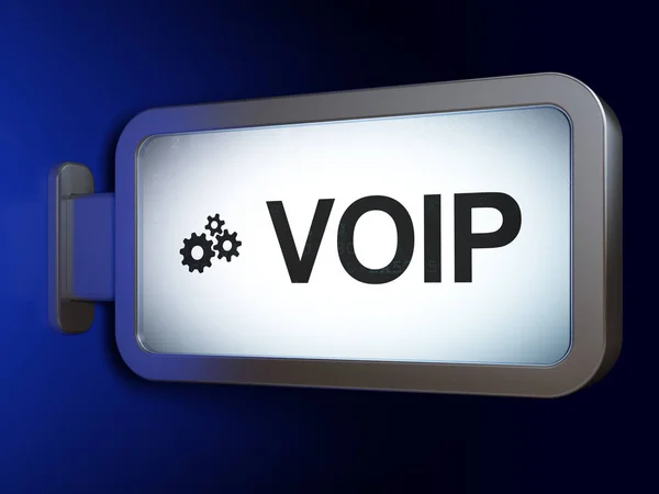 Web design concept: VOIP and Gears on billboard background — Stock Photo, Image