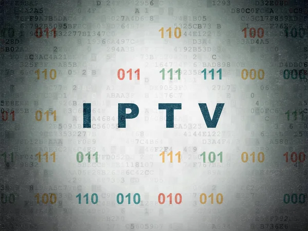 Concepto de diseño web: IPTV sobre fondo de papel de datos digitales — Foto de Stock