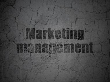 Pazarlama kavramı: grunge duvar arka plan üzerinde pazarlama yönetimi