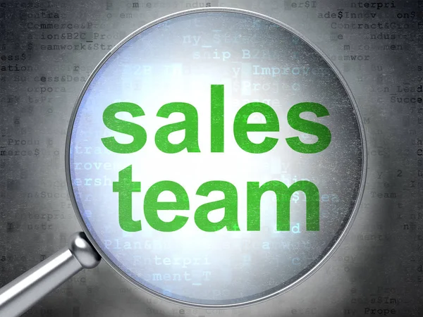 Marketing concept: Sales Team met optisch glas — Stockfoto