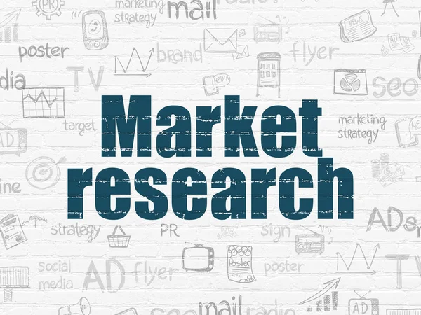 Marketingové koncepce: průzkum trhu na zeď na pozadí — Stock fotografie