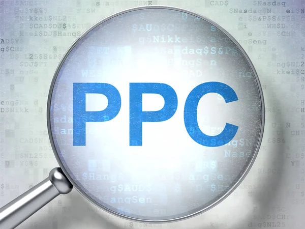 Conceito de marketing: PPC com vidro óptico — Fotografia de Stock