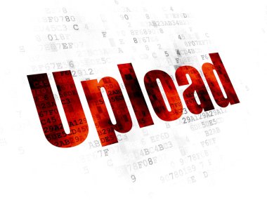 Web geliştirme kavramı: dijital arka plan üzerinde Upload