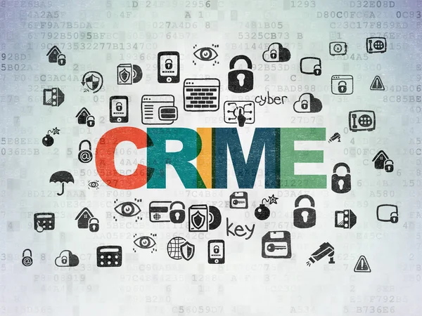 Conceito de proteção: Crime em fundo de papel de dados digitais — Fotografia de Stock