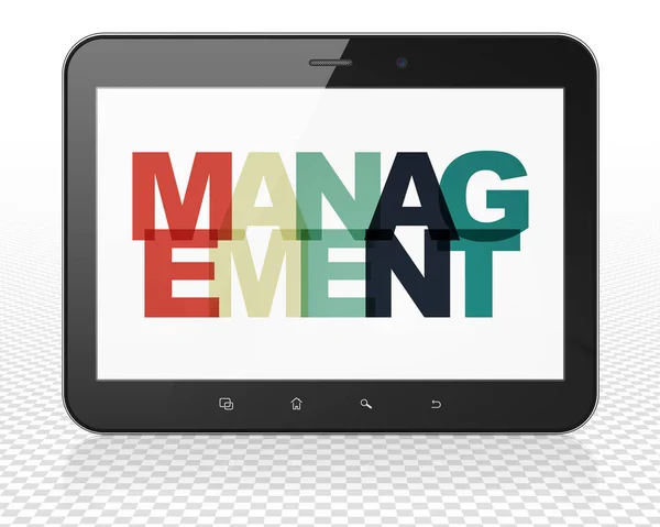 Geschäftskonzept: Tablet-PC mit Management auf dem Display — Stockfoto