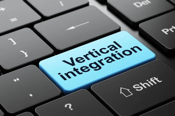 Finanční koncept: vertikální integrace na pozadí klávesnice počítače — Stock fotografie