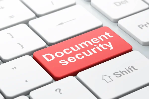 Koncepcja bezpieczeństwa: bezpieczeństwo dokumentów na tle klawiatury komputera — Zdjęcie stockowe