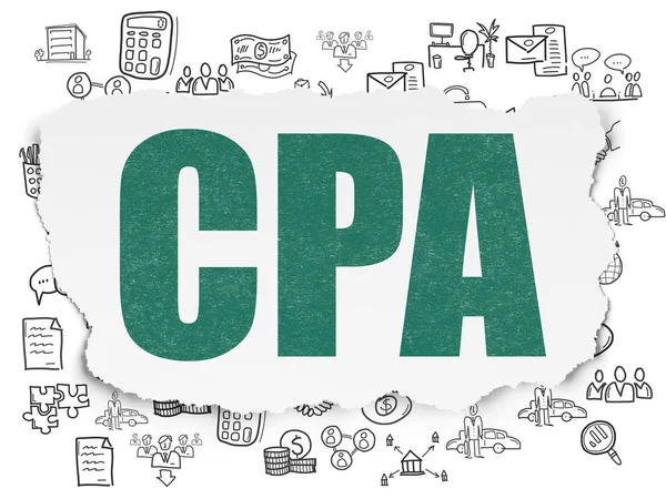 İş kavramı: EBM yırtılmış kağıt arka plan üzerinde