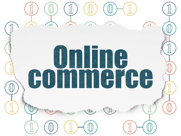 Affärsidé: Online Commerce på sönderrivet papper bakgrund — Stockfoto