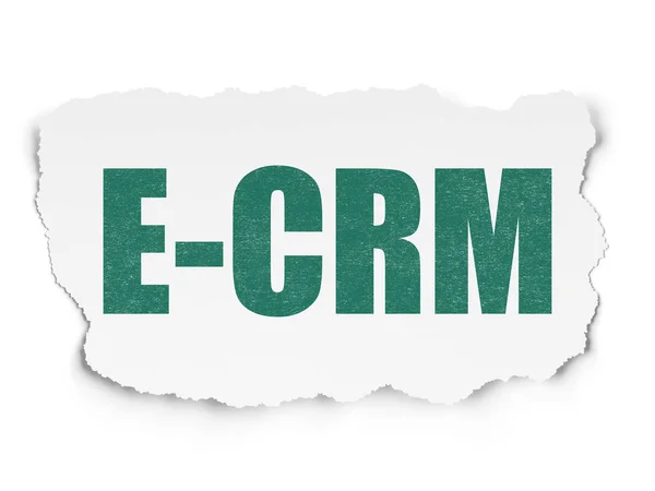 Koncepcja biznesowa: E-Crm na tle rozdarty papier — Zdjęcie stockowe