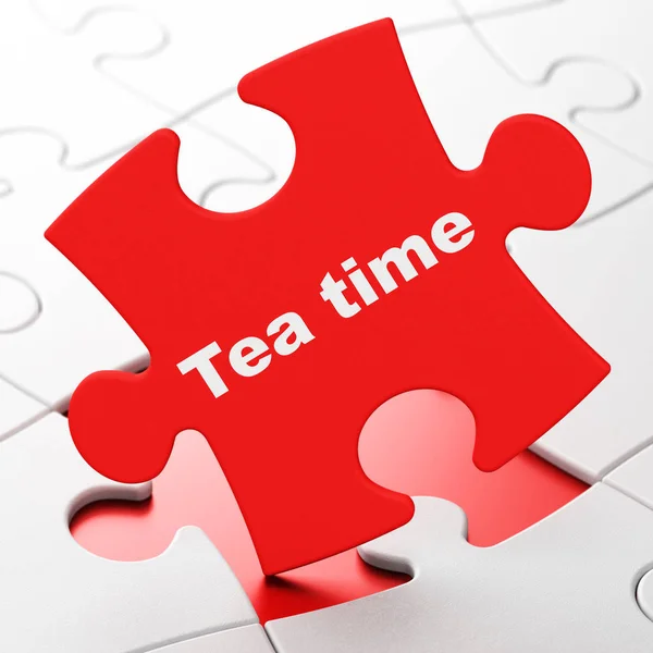 Concetto di tempo: Tea Time su sfondo puzzle — Foto Stock