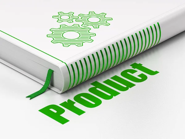 Pazarlama kavramı: dişliler, beyaz arka plan üzerinde ürün yaptırın