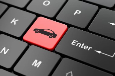 Tatil kavramı: araba bilgisayar klavye arka plan üzerinde