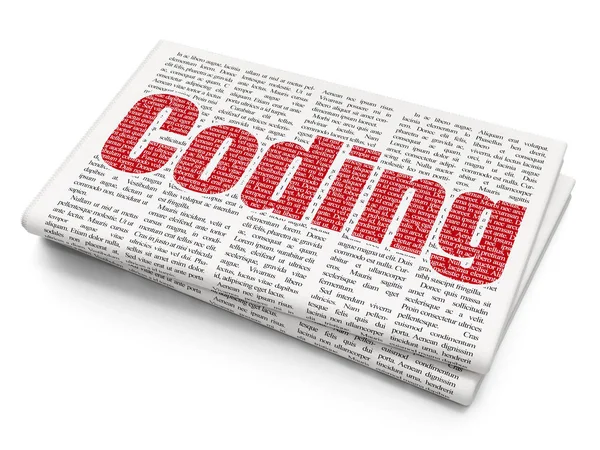 Концепция программирования: Кодирование на фоне газет — стоковое фото