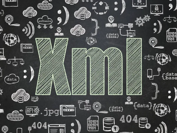 Database concept: Xml on School board background