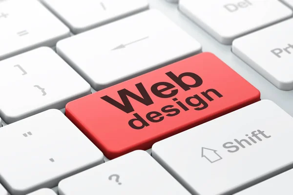 Web utvecklingskoncept: webbdesign på dator tangentbord bakgrund — Stock fotografie