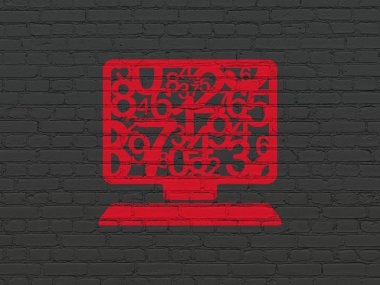 Eğitim kavramı: bilgisayar Pc duvar arka plan üzerinde