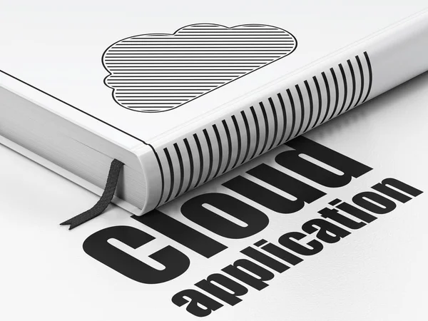 Cloud computing konceptet: bok Cloud, Cloud Application på vit bakgrund — Stockfoto