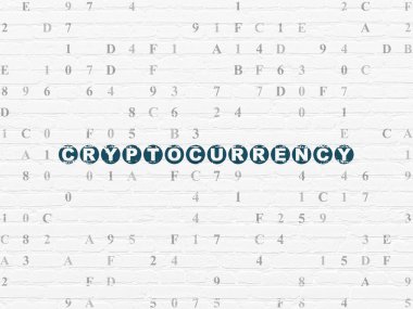 Bilgi kavramı: Cryptocurrency duvar arka plan üzerinde