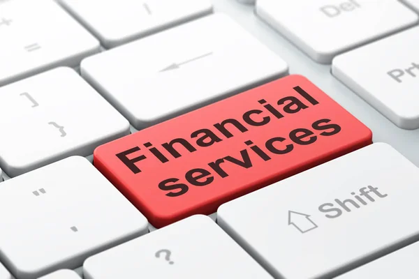 Money concept: Finanzdienstleistungen auf der Computertastatur — Stockfoto