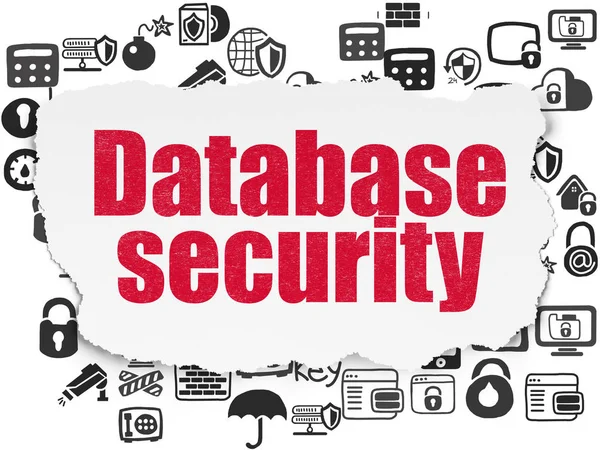 Sicherheitskonzept: Datenbanksicherheit auf zerrissenem Papier — Stockfoto