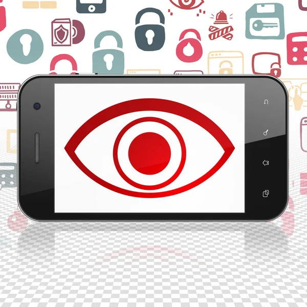 Koncepcja bezpieczeństwa: Smartphone z oczu na wyświetlaczu — Zdjęcie stockowe