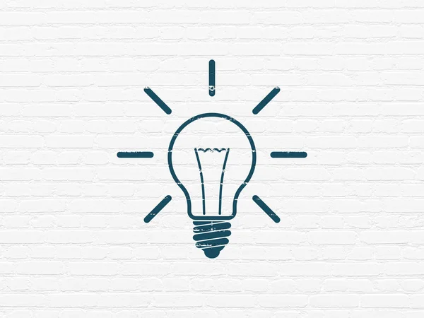 Finance concept: Light Bulb on wall background — Stock Photo, Image