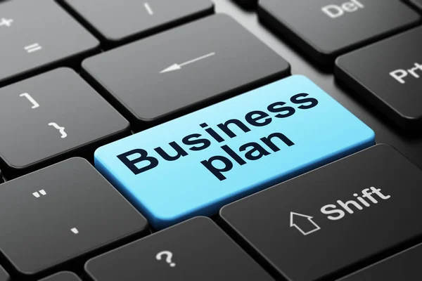 Concept d'entreprise : Business Plan sur fond de clavier d'ordinateur — Photo