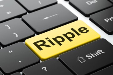Blockchain kavramı: Ripple bilgisayar klavye arka plan üzerinde