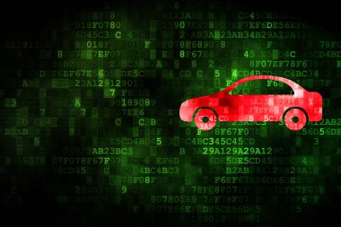 Seyahat kavramı: dijital arka plan üzerinde araba