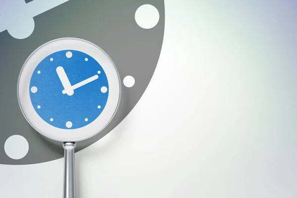 Concepto de línea de tiempo: Reloj con vidrio óptico sobre fondo digital — Foto de Stock