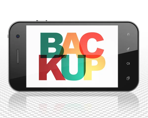 Programmering concept: Smartphone med Backup på displayen — Stockfoto