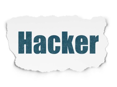 Gizlilik kavramı: Hacker yırtılmış Kağıt arka plan üzerinde