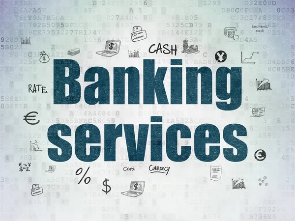 Pénz koncepció: banki szolgáltatások digitális adatok papír alapon — Stock Fotó