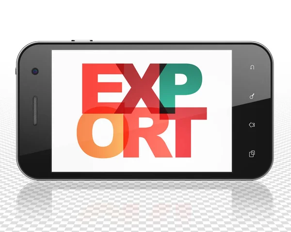 Conceito de negócio: Smartphone com exportação em exibição — Fotografia de Stock