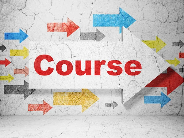Education concept: arrow with Course on grunge wall background — Stock Photo, Image