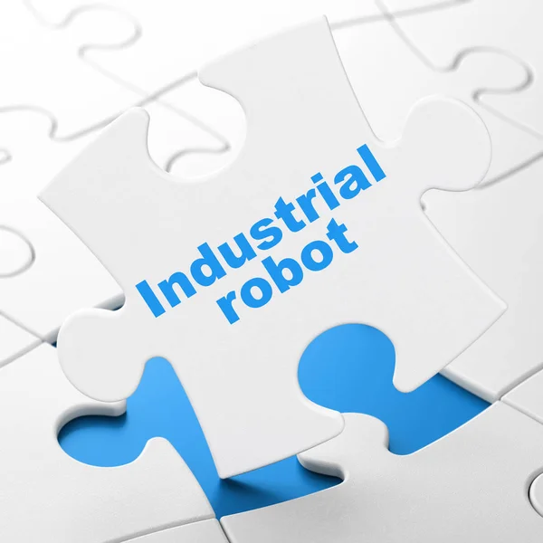 Manufacuring concept: Industrial Robot on puzzle background — Stock Photo, Image