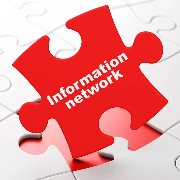 Konsep Informasi Information Network Red Puzzle Pieces Background Rendering — Stok Foto