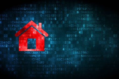 Ekonomi kavramı: dijital arka plan üzerinde ev